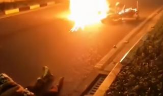 重庆隧道摩托相撞起火